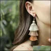 Dangle Chandelier Ethnic Style Tassels Women Earrings Jewelry Plated Gold Handmade Lady Fashion Dangle Earring Alloy Eardrop 2 3Jm J Dhbvi