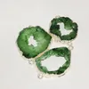 Pendant Necklaces Big Green Druzy Stone Connector For Jewelry Making Women 2022 Gold Plating Bezel Geode Slice Hole Irregular Agates Stones