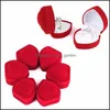 Pochettes à bijoux Sacs Pochettes à bijoux 10 Pcs Rouge Fiançailles Veet Coeur Boîte Anneau Cas De Mariage Boucle D'oreille Vitrines Titulaire Boîtes Organi Dhwij