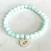 Strand MG1745 Fashion Womens Skytten Zodiac Armband 6 mm Aquamarine Chakra Yoga Wrist Mala Handgjorda naturliga ädelstensmycken