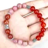 Strand MG1673 Bracelet zodiaque Bélier pour femmes 8 MM qualité AAA cornaline jaspe rouge Rhodonite poignet Mala bijoux en pierres précieuses naturelles