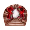 M527 enfants chapeau de noël infantile bébé fille nœuds papillon Pleuche casquette indien Turban casquettes chapeaux crâne Beanie enfants chapeaux