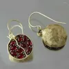 Boucles d'oreilles pendantes bohême naturel rouge grenat grenade goutte pour les femmes bijoux tribaux Vintage Brinco boucle d'oreille Pendientes