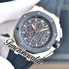 44mm 26405CE Quartz Chronograph Mens Watch 26405 Black Textured Dial PVD Black Steel Case Rubber Strap Stopwatch New Watches Timez178l