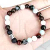 STRAND MG1644 NIEUW ONTWERP Schorpioen Zodiac Bracelet 8 mm Red Tiger Eye Moonstone Snowflake Jasper Pols Mala Natuurlijke edelsteen sieraden