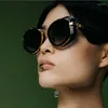 Sonnenbrille 2022 Top Gold Metall mit durchscheinendem getöntem Acetat Seltsamer Rahmen Frauen Trim Gradient Lens Fashion