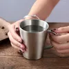 Tassen 300 ml 304 Edelstahl Kaffeetasse Doppelschichtige Wärmedämmung Verbrühschutz Wasser Tee Büro Zuhause