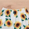 Ensembles de vêtements 9M-4T infantile enfants bébé filles tournesol imprimé vêtements ensemble à manches longues épaules dénudées hauts courts pantalons évasés