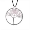 Pendentif Colliers 12Pcs / Set Arbre De Vie Collier Pendentif De Guérison Naturelle Améthyste Rose Cristal Pierre Précieuse Chakra Bijoux 28 Q2 Drop De Dhu79