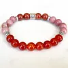 Strand MG1673 Bracelet zodiaque Bélier pour femmes 8 MM qualité AAA cornaline jaspe rouge Rhodonite poignet Mala bijoux en pierres précieuses naturelles