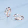 Boucles d'oreilles créoles en Zircon blanc, rondes, petites pierres de cristal de luxe, pour femmes et hommes, Vintage, couleur or Rose et argent