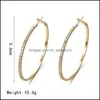 Hoop Huggie Fashion Hoop Earrings With Rhinestone Circle Earring Simple Big Gold Color Loop For Women 137 U2 Drop Delivery 2022 Jewel Dhf2Z