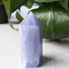 Dekorativa figurer Natural Stone Blue Lace Agate Crystal Tower Wand Point Spiritual Room Decoration Home Crystals and Stones Healing