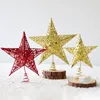 Christmas Decorations Red Gold Silver Tree Top Star Wedding 3 Colors Glitter Home Garden Metal Sequins Ornament Decor