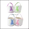 Opbergzakken Easter Rabbit Baskonny Tassen Gedrukte canvas Tote Tas Ei snoepjes Manden 4 kleuren 269 G2 Drop levering 2022 Home Gard Dh7iH