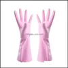 Rengöring av handskar Dish Wash Mittens PVC Material Anti Waters Single Layer Glove Housekee Clean Gummi Rengöringshandskar Drop Leverans 202 DHV6I