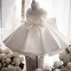 Mädchenkleider weiße Hochzeit Satin Prinzessin Baby Kleid Kleid Perlen Bug Geburtstag Abend Party Kind für Mädchen Gala Kid Kleidung 8 10 Jahre