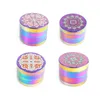 Custom rainbow tobacco grinder smoking accessories 4 layers 40mm Dia iceblue zinc alloy spice dry herb crusher metal grinders Tool