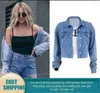 Women's Jackets Autumn Streetwear Boyfriend Style Cropped Blue Jeans Jacket Women Denim Long-sleeved Short Womens Coats 2022