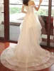 A-line Wedding Dresses Lace Bride Gowns Organza Cap Sleeve Lace Appliques Boho Beach 2023 High Low Robe de Mariee