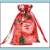 Sacs De Rangement Joyeux Noël Cadeau Dstring Sacs De Rangement Gaze Arbre Cloches Organisateurs Pling Cordes Bonbons Sucre Conteneur Etamine Personnalisé 0 Dhxnu