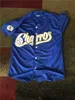 Baseballtröjor nya College Baseball Wears Charros De Jalisco Black Blue 100 % sydd blank baseballtröja