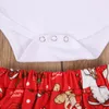 Giyim setleri 3 parçalı doğan kızlar Noel elbise seti mektup ren geyiği baskı uzun kollu üst bodysuits Santa kısa etek ve saç bandı