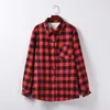 Vestes Femme Manches Longues Rouge Plaid Velours Veste Bouton Poche Chemises Manteau Pour Femme