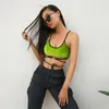 Kvinnors tankar Kvinnor Camis Crop Top Bandage ￤rml￶s Polyester Green Women Dancing Halter Vest f￶r Streetwear