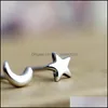 Charm New Fashion Jewely Moon and Stars Charm Earrings Moonlight Express Design Sier Plated Stud Wholesale Nickel 225 R2 Drop Delive Dhmck