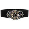 Belts H3298 Fashion Diamond Waist Seal Women Black Elastic Elegant Wide Belt Accessories Women's All-match Vintage Waistband