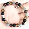 STRAND MG1695 Dames Steenbok Zodiac Bracelet 8 mm Smoky Quartz Garnet Labradoriet Energie Pols Mala Natuurlijke edelsteen sieraden