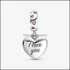 Charms 100% 925 Sterling Sier Mom Script Heart Dangle Charm Fit Original Europeiska armband Fashion Jewelry Accessories Drop Delivery DHQ2Y