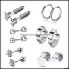 Stud 12pcs/set roestvrijstalen oorbuien unisex schroef barbell piercing oorbellen ring voor vrouwen mannen sieraden decoratie 1973 Q2 drop de dhd3o