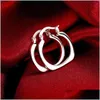 Hoop Huggie 925 Sterling Sier Square Round 20mm hoepel oorbellen voor vrouw bruiloft verlovingsfeest mode charme sieraden 1253 t2 drop dhnpc