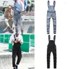 Men's Jeans Men's 2022 Fashion Casual Losse Pocket Overalls Comfortable Denim Jumpsuits Bib Pants Plus Big Size Men Black Y1