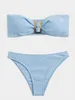 Anello di controllo della pancia femminile collegata a costumi da bagno Bandeau Bikini