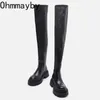 Boots Women Over the Knee Leather Autumn Winter Soft Platform 2022 Ladies Shoes Fashion Female Boot Women s Keep Warm Long 221013