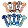 Cool Electroplate Pyrex Thick Glass Pipes Portable Innovative Design Spoon Filter Dry Herb Bong Handpipe Cigarette Holder Handmade Oil Rigs Smoking factory outlet