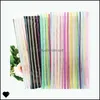 Storage Bags Nylon Net Transparent Cosmetic Bag Colorf Line Stripe Storage Toiletry Pouch Women Makeup Travel Pocket Package Convenie Dhubz