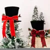 Juldekorationer Tree Toppers Upgrade Foldbar Classic Plaid Top Hat With Bow Topper Ornament Winter #T1G