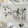 Table Mats 1PCS Linen Dining Musical Note Placemats Place Fashion Cartoon Matsfor Kitchen