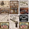 Vintage pistolmetallm￥lning tennskyltar retro pistol metallplatta m￥lningar utomhus tr￤dg￥rd v￤gg varning dekoration plack affisch man grotta bar pub klubb klisterm￤rken