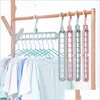 Hangers Racks Solid Color Mtifunctional Clothes Hanger Folding Storage Stand Rotation Rack Antiskid Drying Closet Organizer Accessor Dhjf9