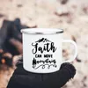 Mugs Faith Hope Love Print Christian Creative Enamel Outdoor Travel Coffee Cup Drink Dessert Milk Vintage Handle Drinkware Gift