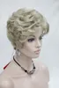 Charming Curly Light Golden Blonde Short Wavy Synthetic Hair Full Lady' Wig