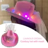 Berets Led Luminous Sequins Jazz Hat Men's and Women's Top Western Cowboy Gentleman Stage Performance Performance