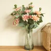 Decorative Flowers 3Pcs Simulation Dahlia Wedding Decoration Background Faux Home Accessories Fake Wreath