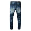 Mäns jeans 2022 Toppkvalitetsbesvär Rippad Biker Pants Slim Fit Motorcykel denim Byxa Mens Designer