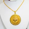 Ketting oorbellen set ethiopische 24k goud vergulde bruids haarspeld armband ring geschenken bruiloft sieraden voor vrouw